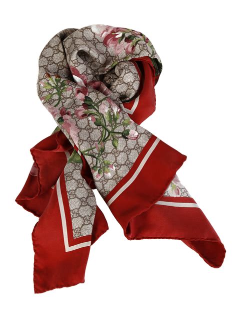 red and pink gucci scarf|Gucci blooms scarf.